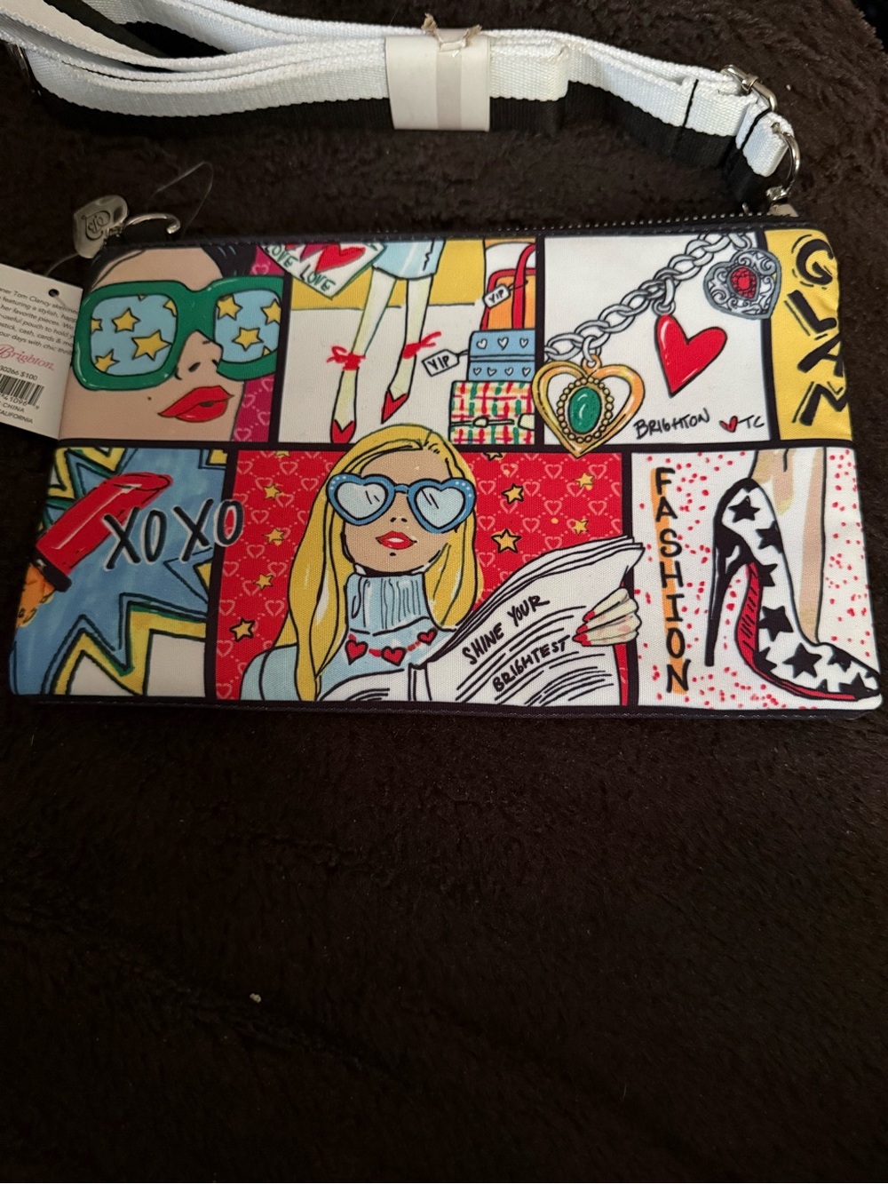 Brighton Comic Pop-Art Zip Wristlet in Red, Yellow, Blue and Cream